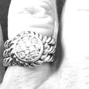 Sterling silver 3 ring set w/simulated diamond